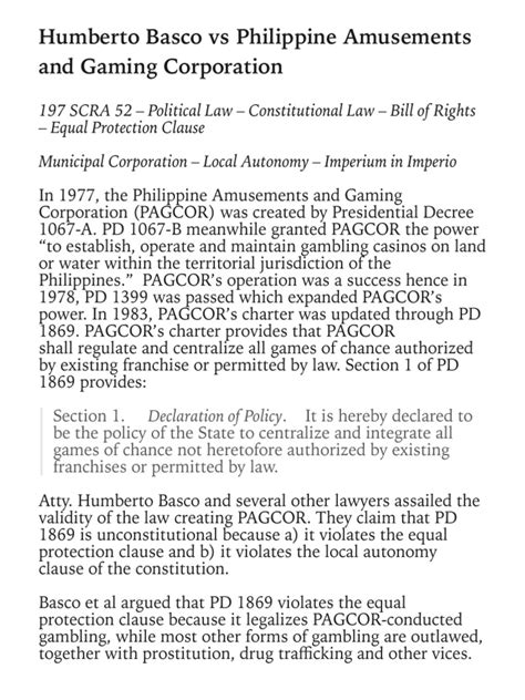 basco vs pagcor|Humberto Basco vs Philippine Amusements and Gaming .